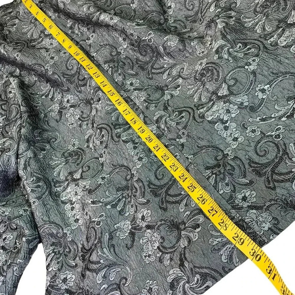 Soft By Avenue Floral Jacquard Blazer Jacket Women Size 14/16 Silver Gray Satin - Picture 14 of 16